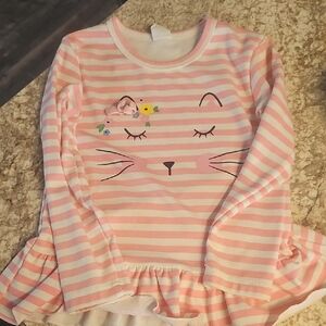 Pink Striped Cat Shirt for Kids